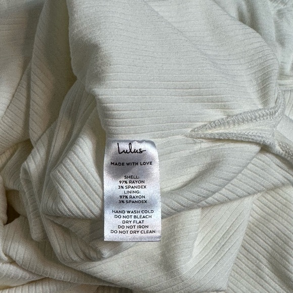 Lulus Divide & Contour Off White  Ribbed Cutout BodyCon Midi Dress Size M NWT - Picture 11 of 13